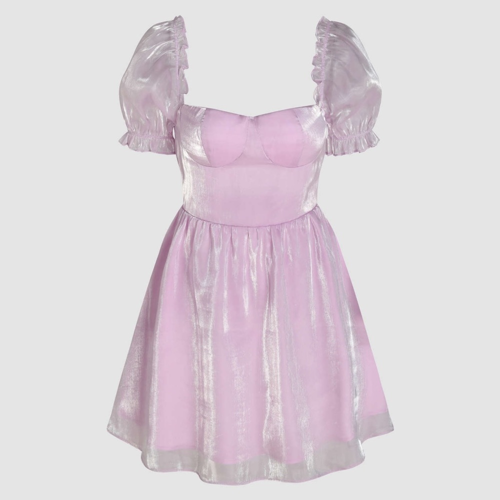 BNWT Cider Purple Iridescent Square Neck Lace Up Dress